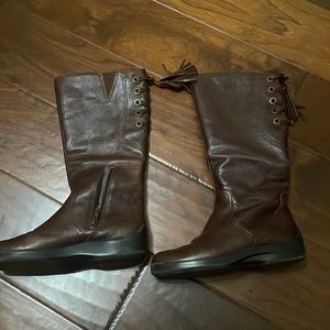 Brown leather riding boots